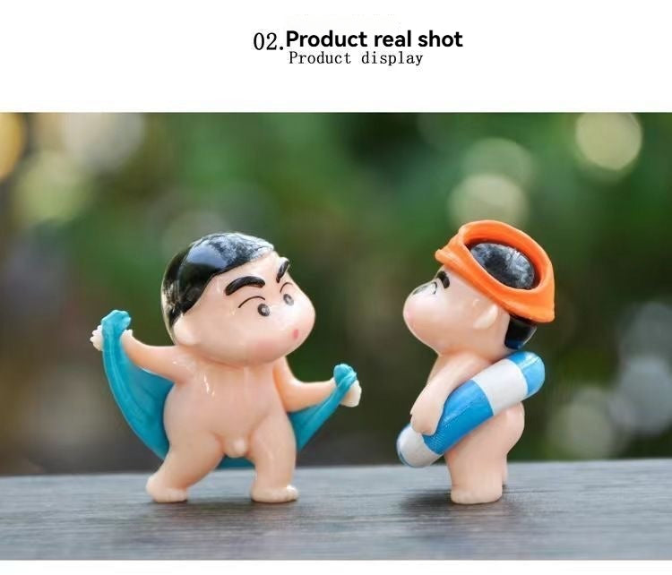 Car cartoon crayon Shin-chan doll center console funny car interior decoration