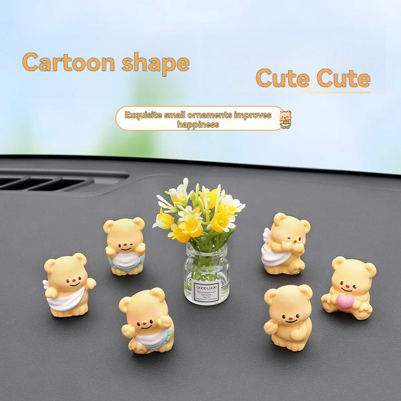 Cute cream bear car decoration