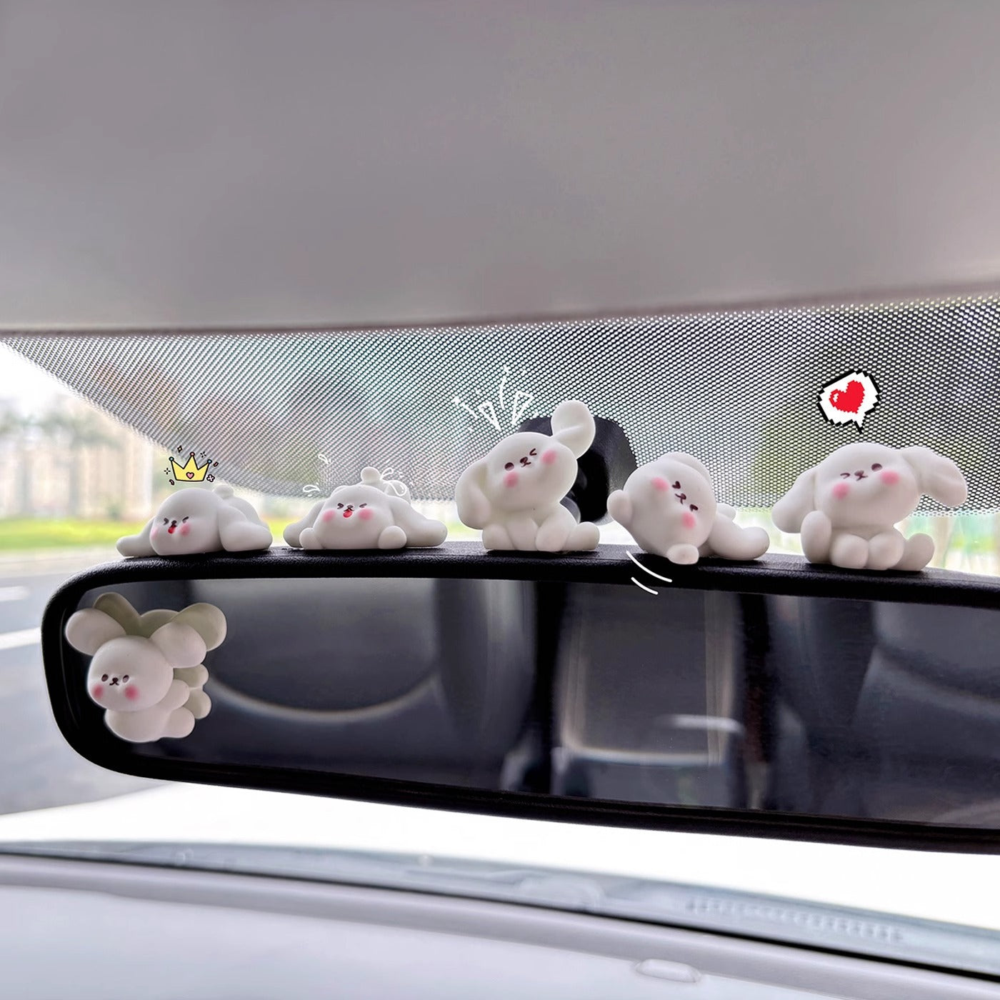 Blushing little white dog decoration cartoon cute car