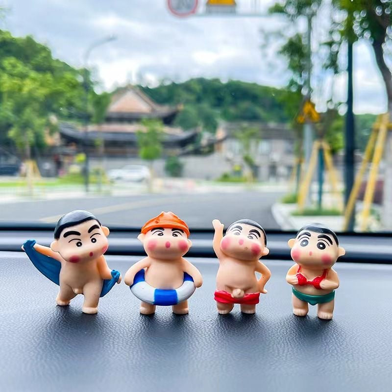 Car cartoon crayon Shin-chan doll center console funny car interior decoration