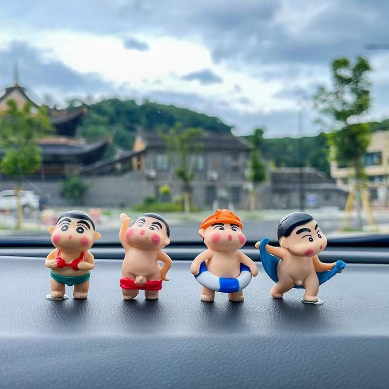 Car cartoon crayon Shin-chan doll center console funny car interior decoration
