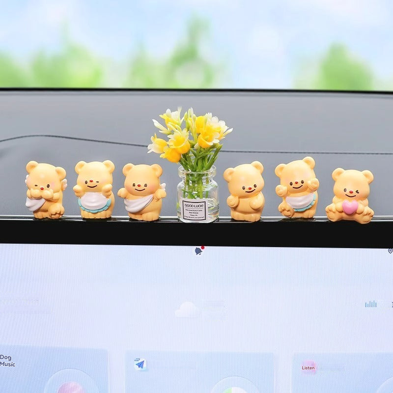 Cute cream bear car decoration