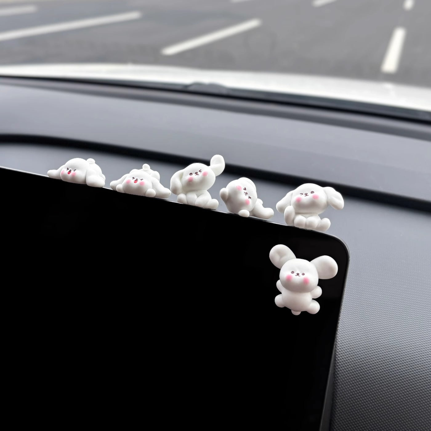 Blushing little white dog decoration cartoon cute car