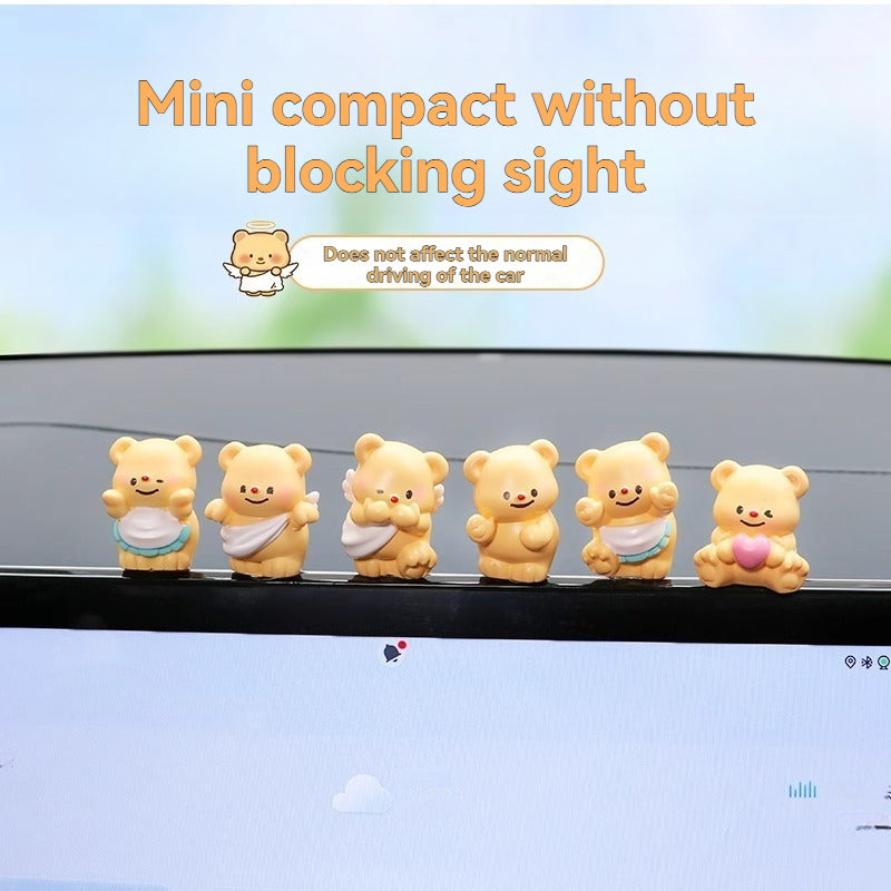 Cute cream bear car decoration