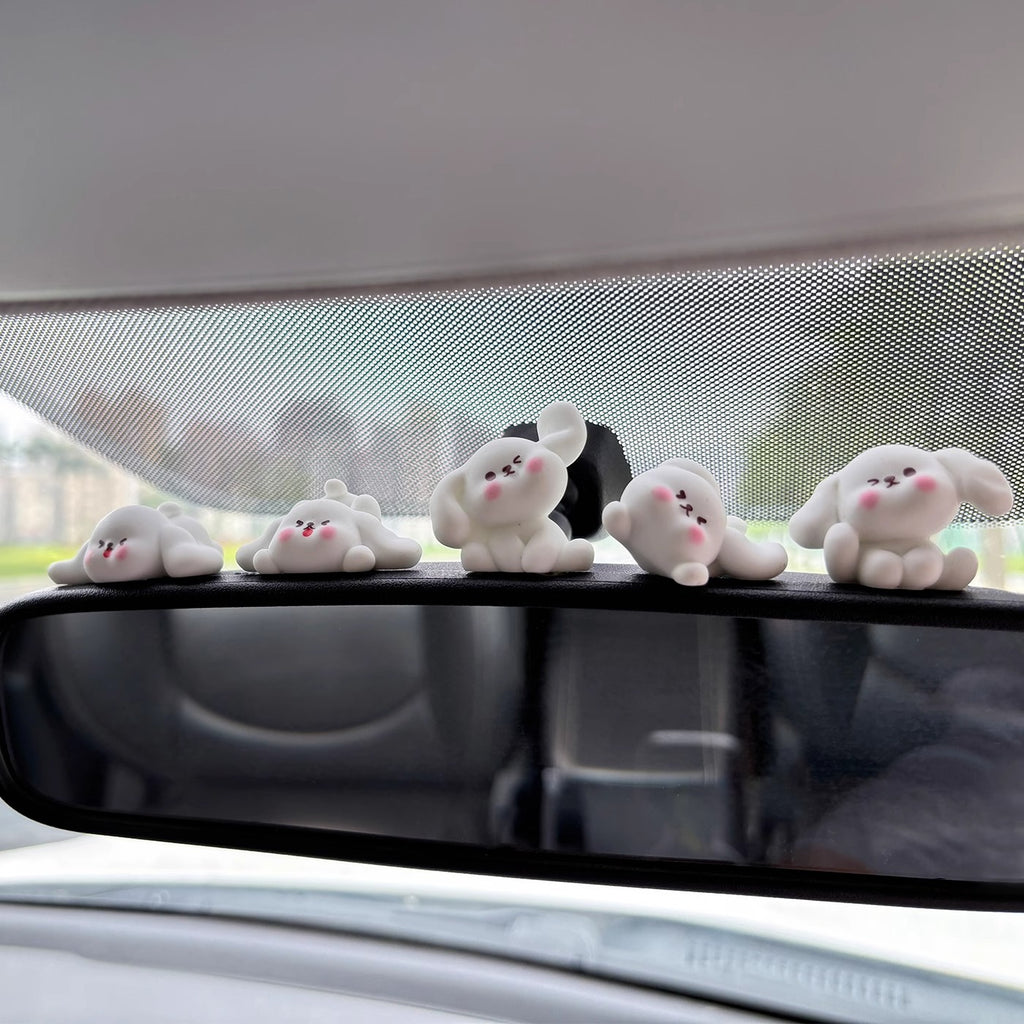 Blushing little white dog decoration cartoon cute car