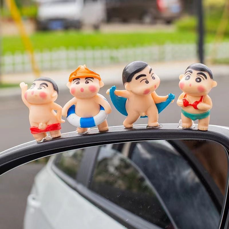Car cartoon crayon Shin-chan doll center console funny car interior decoration