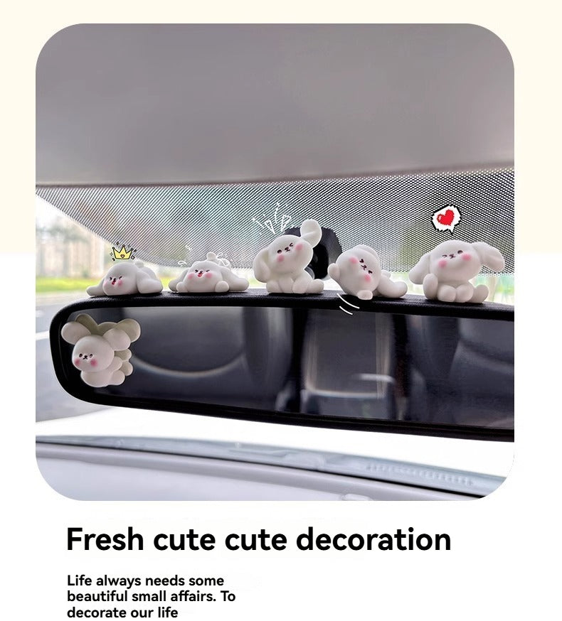 Blushing little white dog decoration cartoon cute car