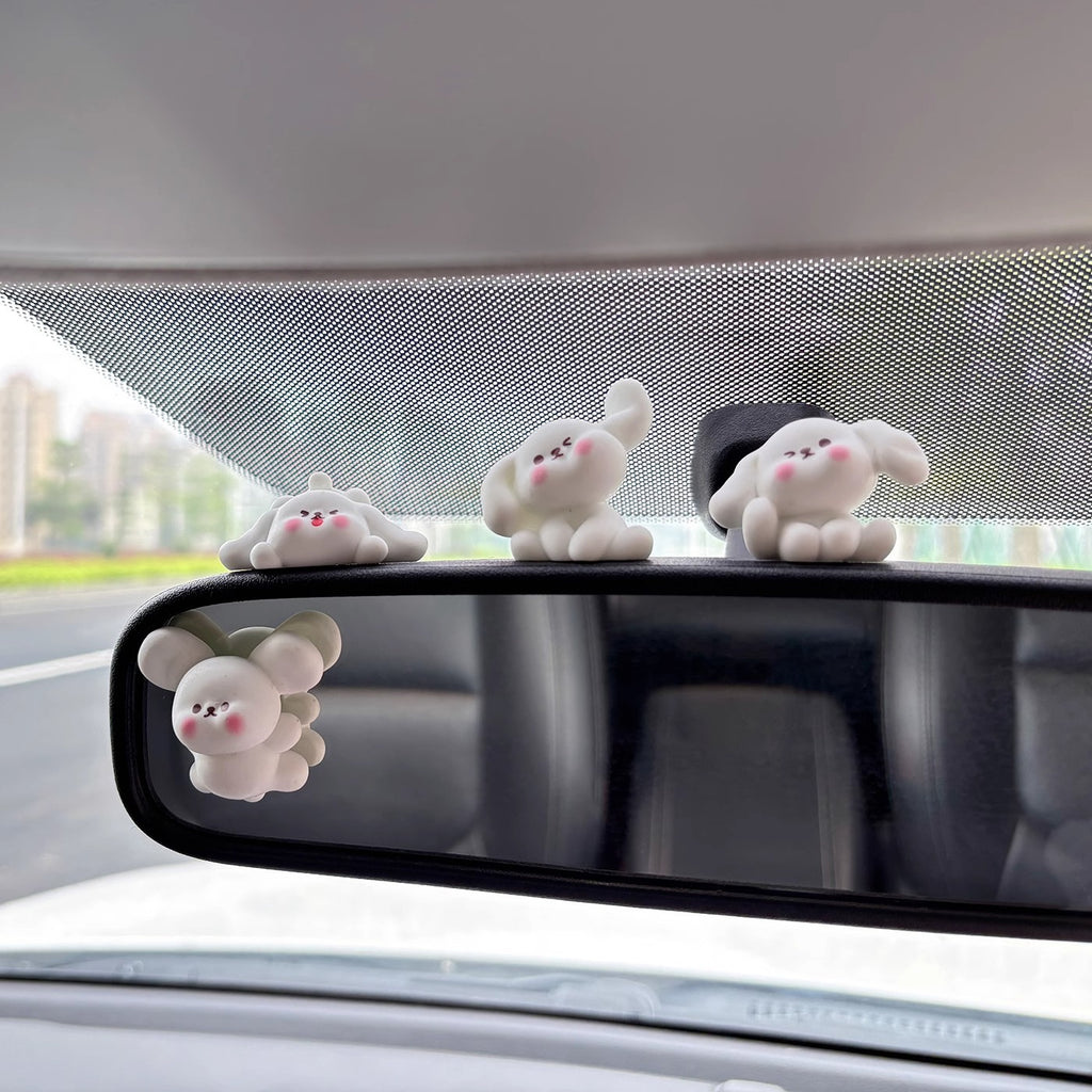 Blushing little white dog decoration cartoon cute car