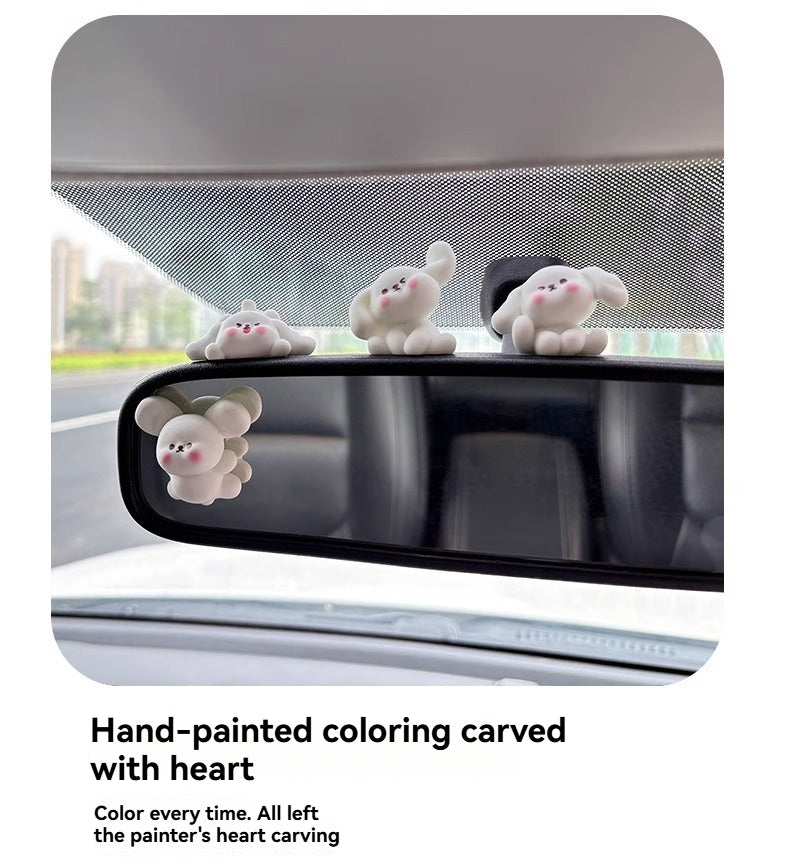 Blushing little white dog decoration cartoon cute car
