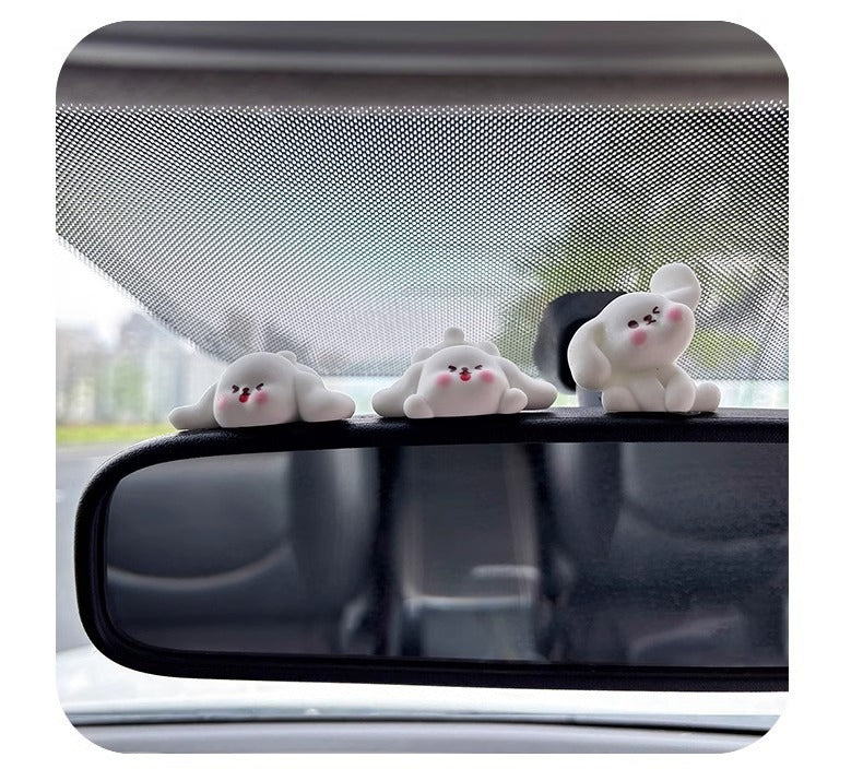 Blushing little white dog decoration cartoon cute car