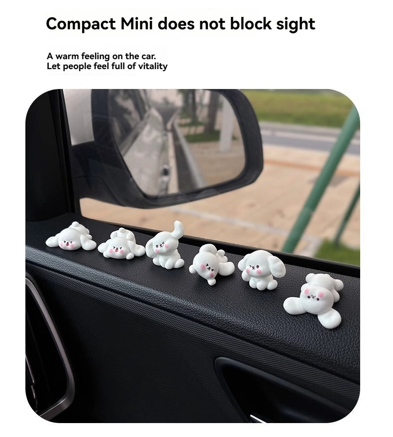 Blushing little white dog decoration cartoon cute car