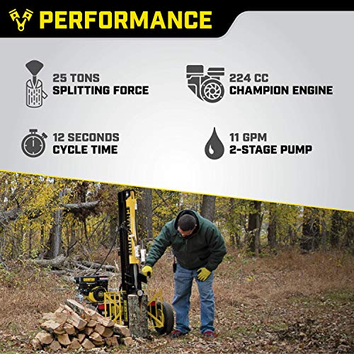 Champion Power Equipment-100251 25-Ton Horizontal/Vertical Full Beam Gas Log Splitter with Auto Return